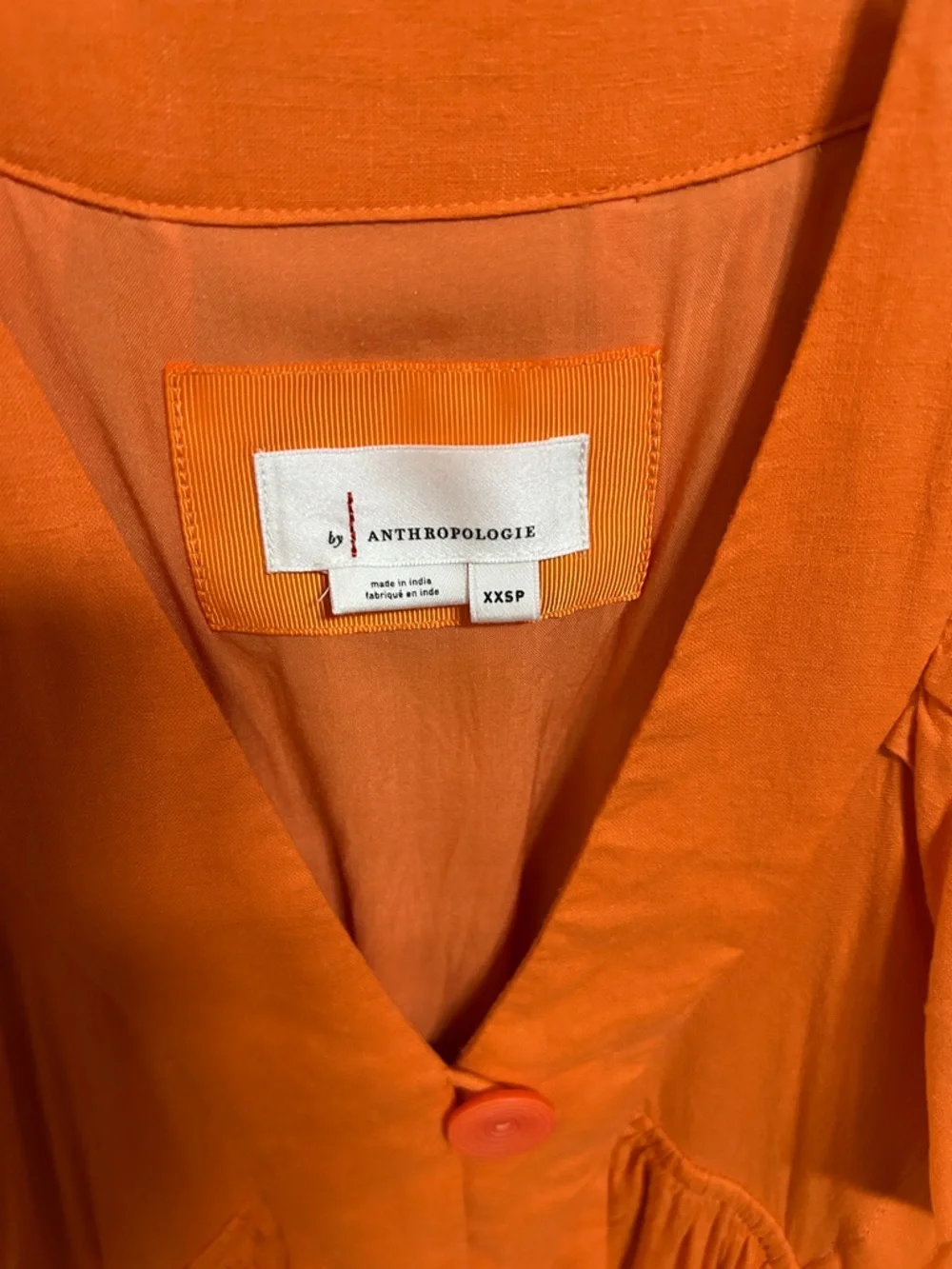 Anthropologie Vibrant Orange Button-petite midi Dress - Picture 4 of 6